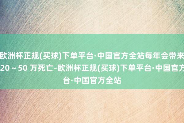 欧洲杯正规(买球)下单平台·中国官方全站每年会带来全球 20～50 万死亡-欧洲杯正规(买球)下单平台·中国官方全站