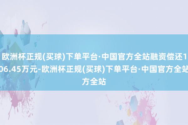 欧洲杯正规(买球)下单平台·中国官方全站融资偿还106.45万元-欧洲杯正规(买球)下单平台·中国官方全站